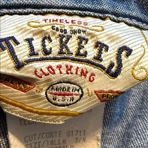 Vintage Tickets Denim Button-Front Midi Dress | Made in USA | Size 3/4 - Picture 10 of 12